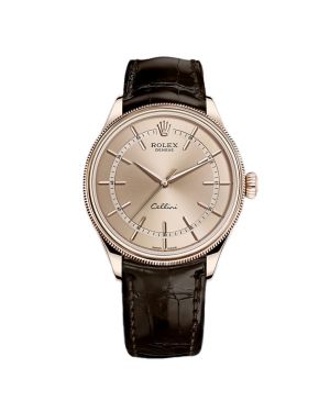 Rolex Cellini Time 18k pink gold, brown leather