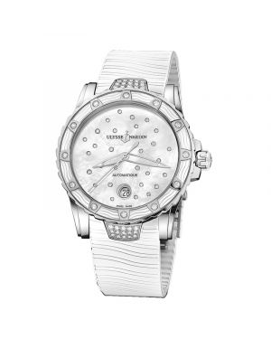 Ulysse Nardin Diver Lady Mother of Pearl Dial White Rubber Ladies Watch